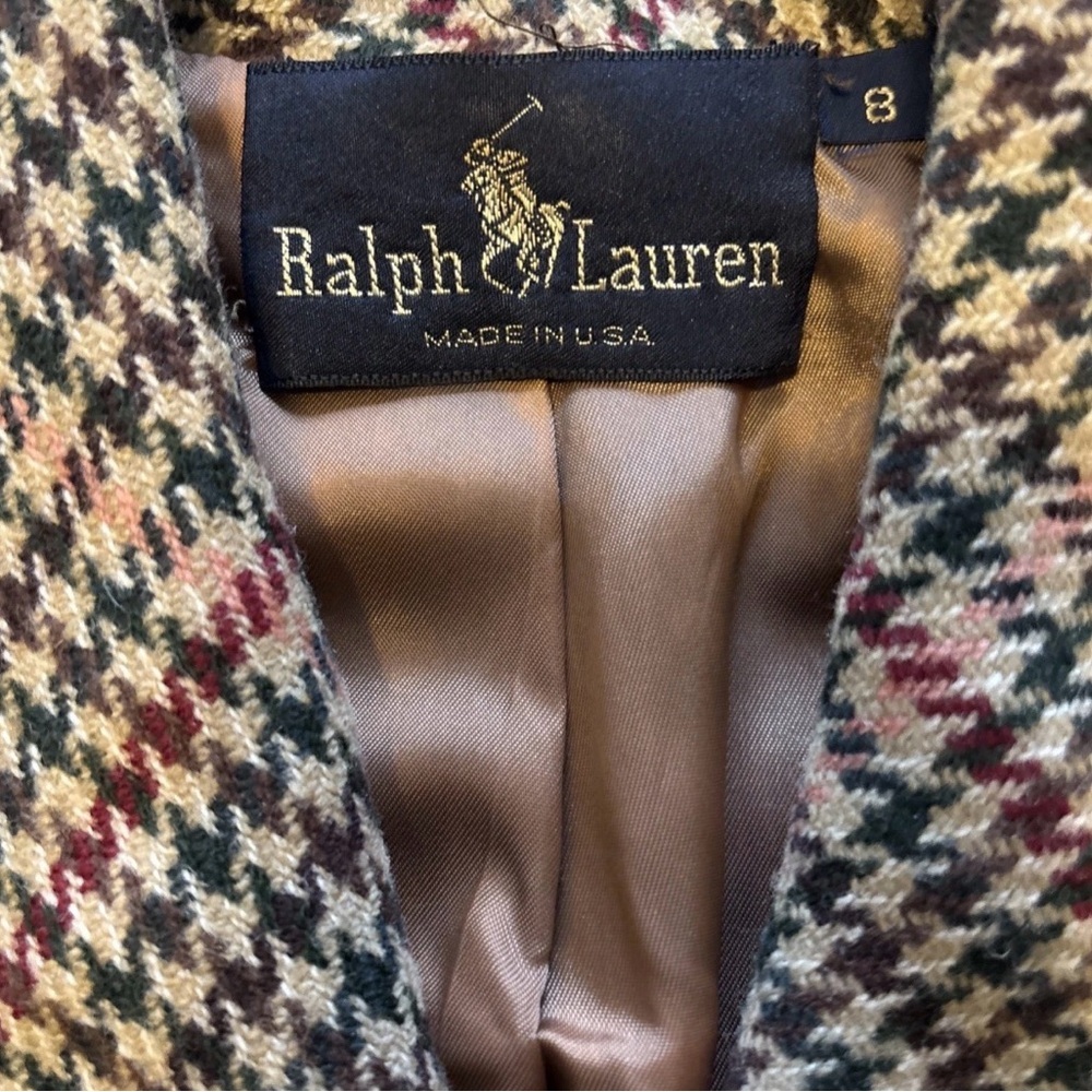 Vintage 1980’s Ralph Lauren Blazer Wool Herringbone Plaid USA Women’s Jacket 8 - Picture 3 of 11